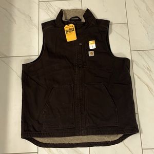 New: Mens Carhartt Brown Sherpa Lined Vest Size XL Tall